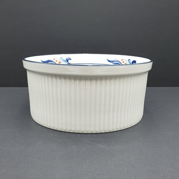 Dansk Bistro Maribro Souffle Casserole White Round Ribbed Baking Serving Dish - Picture 3 of 6